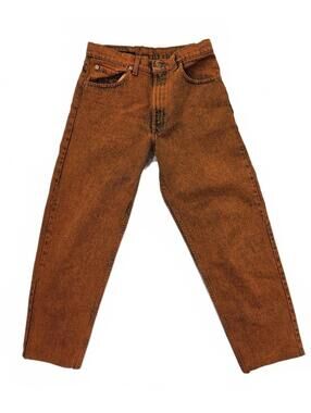 Reworked Levi's 550 Relaxed Fit Jeans= Overdyed Orange Cropped Drawstring Sz 31